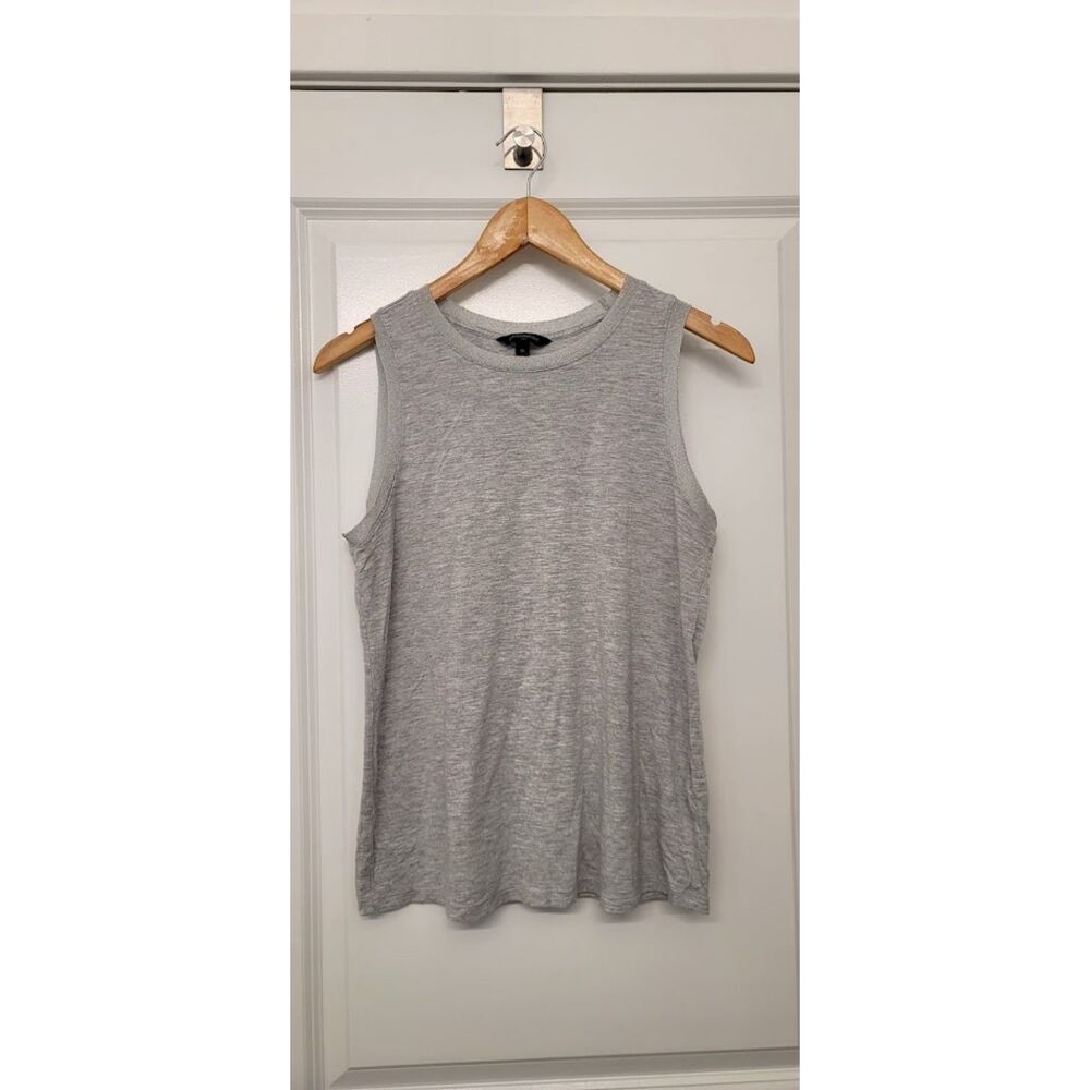 Banana Republic Sparkle Trim Tank Top Gray Viscose Sleeveless Blouse Womens M